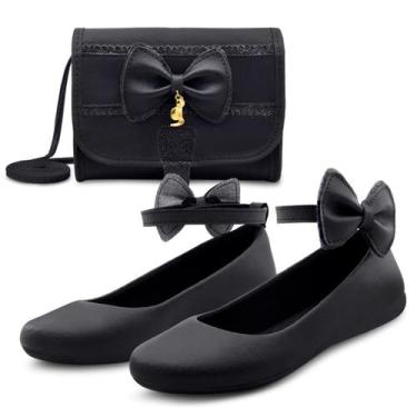 Imagem de Kit Sapatilha Infantil Menina Boneca Mz Shoes Com Bolsa Laço Feminina 