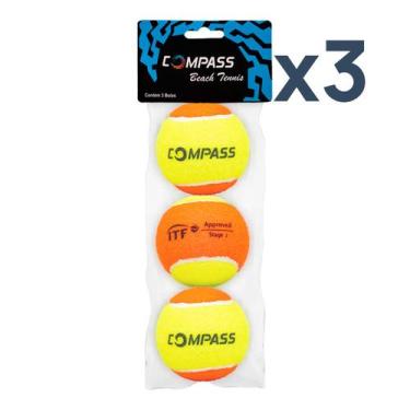 Imagem de Bolas de Beach Tennis Compass Tennis - Kit com 3 Packs