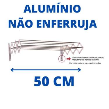 Imagem de Varal sanfonado parede 50 cm aluminio - alusini