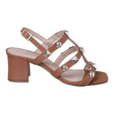 Imagem de Sandalia Salto Bloco Feminino Tacha Spike Saltinho Grosso-Feminino