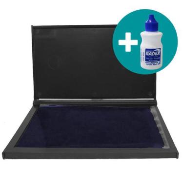 Imagem de Almofada Carimbo Grande N4 Azul Com Tinta Refil 16,8 X 9,8cm - Radex