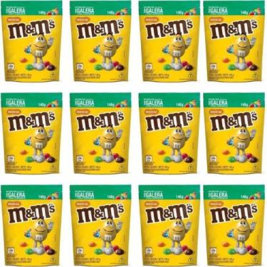 Imagem de Kit 12 Confeitos Chocolate Aoleite Amendoim M&m's Sachê 148g - Mars