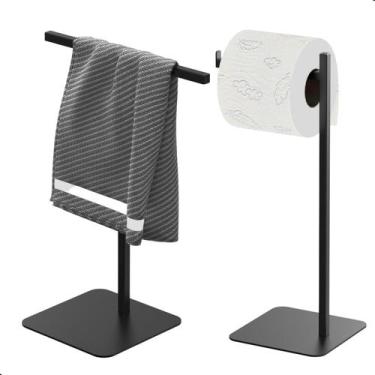 Imagem de Porta Papel Higiênico de Chão Preto e Toalha Lavabo Nice - Unidas
