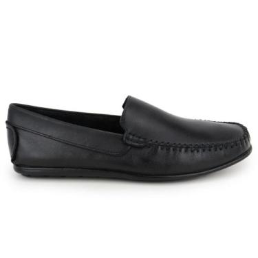 Imagem de Mocassim Masculino Sapatilha Couro Slip Iate - RM, Preto, 42