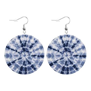 Imagem de Swono Brincos de girassol redondos de couro sintético para mulheres, buquê floral em aquarela, folhas, leve, com estampa dupla face, brinco com pingente de gota para presente de festa de aniversário,