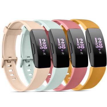 Imagem de Vancle Pacote com 4 pulseiras para Fitbit Inspire 2/Fitbit Inspire HR para mulheres e homens, pulseira esportiva de silicone macio ajustável para Fitbit Inspire 2/Inspire HR/Inspire/Ace 3/Ace 2