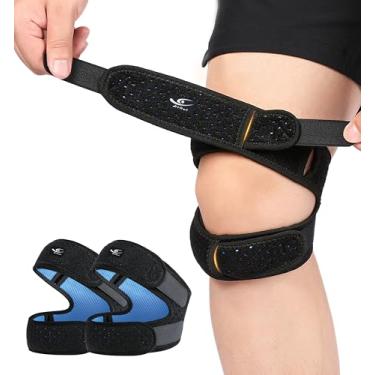 Imagem de HiRui Correias Duplas De Joelho Para Patela, Estabilizador De Patela Para Joelho Para Alívio Da Dor No Joelho, Corrida, Tênis, Salto, Artrite, Tendinite, Proteção De Articulações E Músculos - Ajustáve