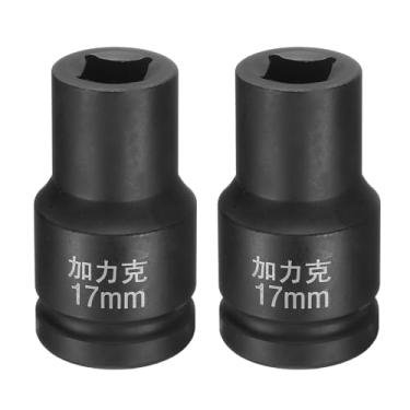 Imagem de HARFINGTON Soquete quadrado de 4 pontos 2,54 cm por soquete de impacto quadrado métrico de 17 mm 40CR soquete de roda padrão escurecimento ferramenta de soquete pneumático para reparo de automóveis,