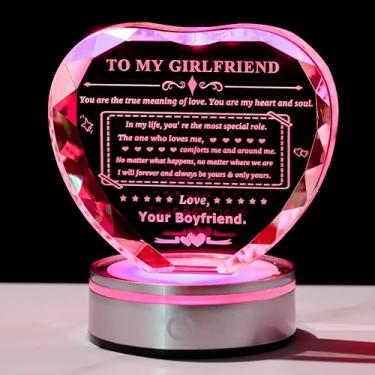 Imagem de Enjinkail Presentes para namorada, coração de cristal com base de LED, presentes de namorado, aniversário romântico, aniversário, dia dos namorados, Natal, I Love You, presentes para ela
