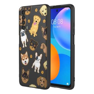 Imagem de HTXWXJC Capa de telefone para Huawei P Smart 2021, Huawei Y7a PPA-LX1 PPA-LX2 PPA-LX3 capa à prova de choque flexível bumper TPU capa macia padrão cão capa de telefone para Huawei P Smart 2021 Black