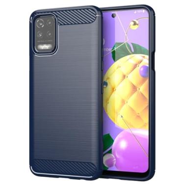 Imagem de Vavies Capa para LG K52/K62/Q52/K62 Plus/K62+/para LG Q62 LM-K520YMW capa de fibra de carbono fina macia TPU capa protetora de absorção de choque à prova de choque capa de telefone para LG K52 azul