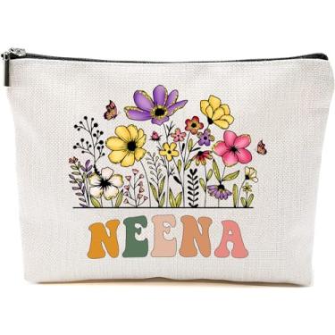 Imagem de Bolsas de maquiagem Neena Wildflowers para o Dia das Mães - Sacos de presente de flores Neena - Presentes de aniversário para mães - Bolsa de cosméticos de viagem para aniversário, Branco, 7”x9.8”