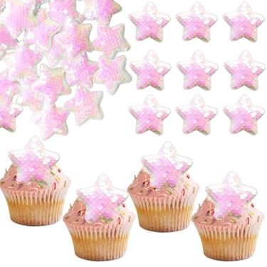 Imagem de Gyufise 24Pcs Star Cupcake Topper Twinkle Twinkle Little Star Cupcake Picks Kids Birthday Wedding Engagement Baby Shower Cake Decorations Party Supplies White