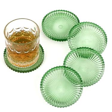 Imagem de OGANAZI Conjunto de 5 porta-copos transparentes modernos para copos de vidro para bebidas porta-copos de cristal porta-copos redondos decoração de mesa de centro para escritório, cozinha, bar, sala de