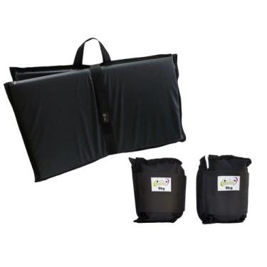 Imagem de Kit Tornozeleira 6KG Nylon Preto + Colchonete Dobravel Preto - Exercis
