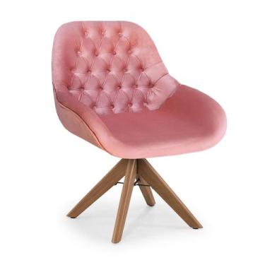 Imagem de Poltrona Base Giratória Madeira Capitonê Pandora - Due Decor, Velutto 