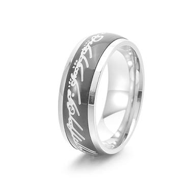 Imagem de Meilord Anel de 8 mm que brilha no escuro O Senhor dos Anéis para homens e mulheres Aurora Spinner Fidgety Anxiety Magic Ring Glow Ring Luminous Worry Anxious Rings, Tamanho 6-12, Metal, Sem pedra