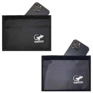 Imagem de Bolsa Faraday antirastreamento GPS RFID bloqueador de sinal de chave de carro capa protetora para celular chave de carro FOB, privacidade de dados, segurança de dispositivo eletrônico (pacote com 2
