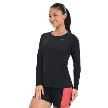 Imagem de Camiseta Manga Longa de Corrida Feminina Mizuno Pro Uv +50, Preto, G