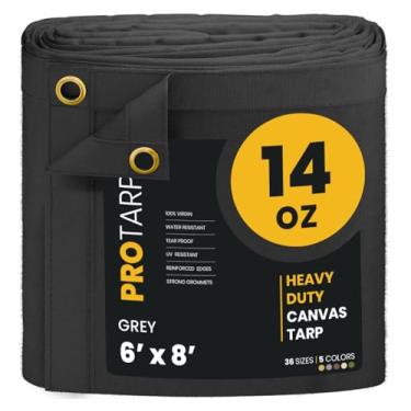 Imagem de PROTARP Lona de lona à prova d'água extrema resistente 590 g, capa de lona resistente a UV com ilhós de latão à prova de ferrugem, multiuso para dossel, telhado, acampamento, pilha de madeira (cinza