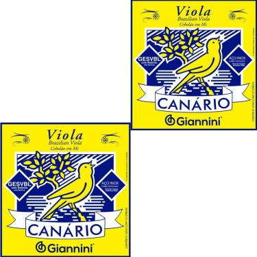 Imagem de Kit 2 Encordoamento Viola Giannini Canário GESVBL Aço Cebolão Em Mi Leve