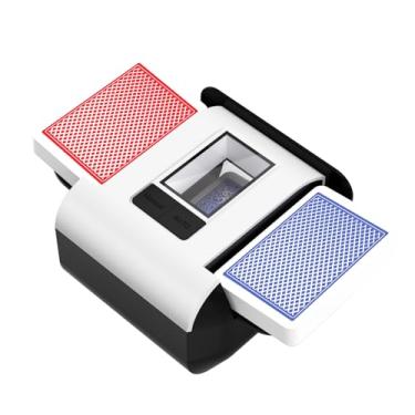 Imagem de BIFTU Baralhador automático de cartas com modos duplos, máquina de embaralhar cartas de 1-2 baralhos recarregável, embaralhador de cartas de operação de baixo ruído para pôquer, UNO, Blackjack