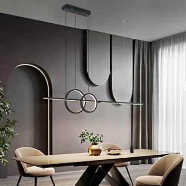 Imagem de Comprimento 100 cm Nordic Simples Lustre led para Cozinha Sala de Jantar Pendurado Lâmpadas Lustre Moderno Luzes Decoração quarto Luminária Interior (Preto)