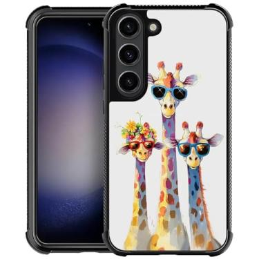 Imagem de CARLOCA Capa para Samsung Galaxy S23 Plus, estampa de arco-íris família girafa de vidro ultra proteção à prova de choque de silicone macio TPU antiderrapante para Samsung Galaxy S23 Plus