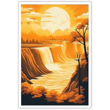 Imagem de Retrô Cachoeira Área Cênica Pôsteres Cachoeira Antes do Pôr do Sol Arte de Parede Rio Ao Anoitecer Paisagem Impressão Pintura Para Parede Escritório Casa Sala de Estar Quarto Decoração de Parede 30 x