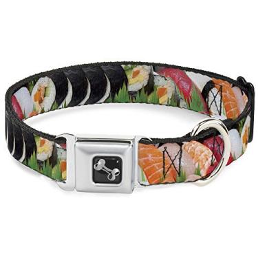 Imagem de Buckle-Down Coleira para cães com fivela de cinto de segurança Sushi Vivid 23 a 38 cm de largura, multicolorida (DC-W34595-S)