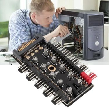 Imagem de PC Hub Ventilador Chassi, 10 Porta 12v 4 Pinos Ventilador CPU Cubro Ventilador Resfriamento PWM Com Cabo PWM 40 Cm, Cubo Controlador Ventilador Resfriamento da CPU para Placa mãe