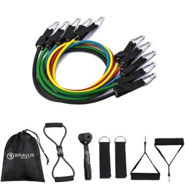 Imagem de Kit Tubing Premium 12 Peças Elástico Extensor Bravus Sport