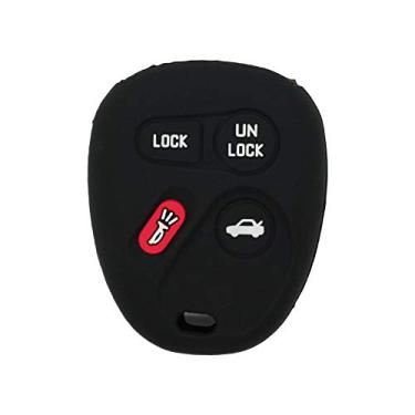 Imagem de SEGADEN Capa Protetora de Silicone Capa Suporte de Pele Jaqueta Compatível com CHEVROLET BUICK CADILLAC PONTIAC OLDSMOBILE 4 Botões Chave Remota Fob CV4611SEGADEN preto CV4611BK