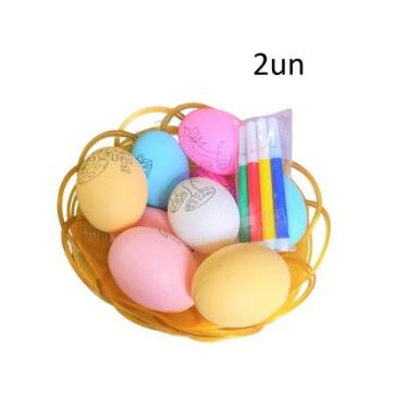 Imagem de Kit 2 un Cestinha 10 Ovos Colorir Páscoa 4 Canetinhas - Genérica