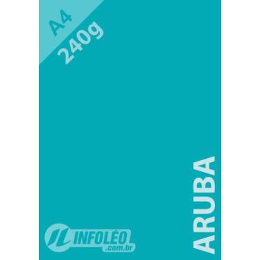 Imagem de Papel Color Plus A4 240 gramas Aruba (Azul Turquesa, 50 Folhas