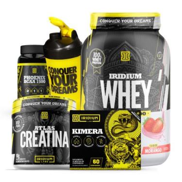 Imagem de Combo Kimera + Whey Protein + BCAA + Creatina + Coqueteleira - Iridium