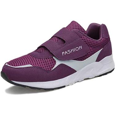 Imagem de Tênis de caminhada feminino Leader Show casual antiderrapante confortável com cadarço, Roxa, 10