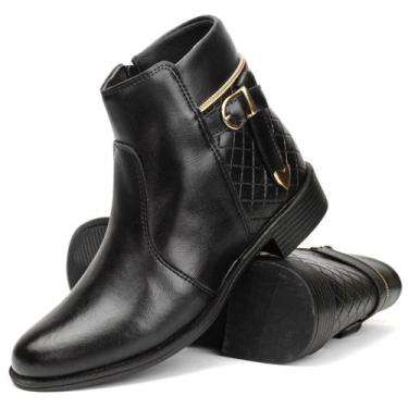 Imagem de Bota Coturno Feminina Cano Curto Casual Inverno - Nobreza Shoes, Preto