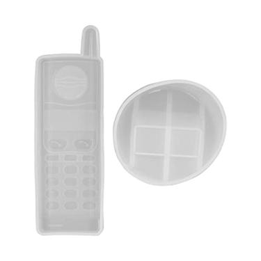 Imagem de Conjunto de moldes de resina para telefone celular retrô 3D molde de silicone para telefone moldes de telefone epóxi para fundição de resina faça você mesmo brinquedo engraçado artesanato materiais de moldagem por cera