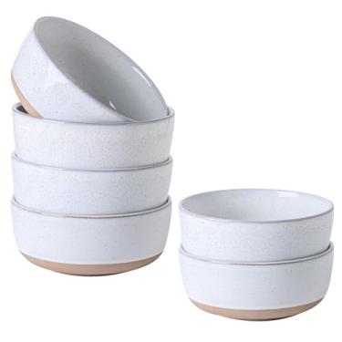 Imagem de Hasense Conjunto de 6 tigelas de cereais de 850 g, tigelas de sopa de grés para cozinha, tigelas de cerâmica de 15 cm seguras para micro-ondas e lava-louças para arroz, aveia, macarrão, ramen, salada