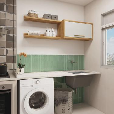 Imagem de Conjunto para Lavanderia Aéreo com 2 Peças 100% Mdf Vicenza Espresso Móveis