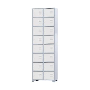 Imagem de Armário Roupeiro De Aço 16 Portas Para Vestiário Academia Locker Branco com Chave