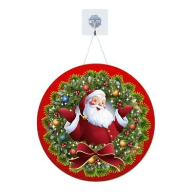 Imagem de Placa Enfeite Porta Guirlanda Decorativa MDF Adesivado Natal Papai Noel Presépio 25cm (GP-NAT0001)
