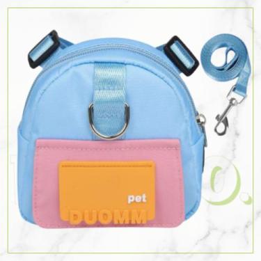 Imagem de Mochila Pet com Peitoral e Guia Várias Cores M e G - Pet&CO., Azul&amp