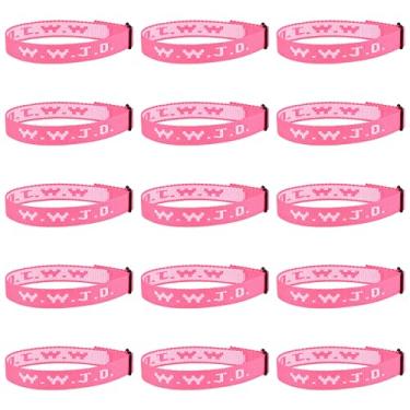 Imagem de Pmormyy 15 pulseiras WWJD para mulheres e homens, pulseiras de presente de Jesus Cristão, ajustável, What Would Jesus Do, Fibra de poliéster, Sem Pedra Preciosa