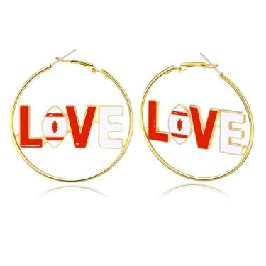 Imagem de Brincos de argola para o dia do jogo, futebol americano, para mulheres, moda, esportes, joias, acessórios de roupa de dia de jogo, one size, Cobre, Sem pedra preciosa