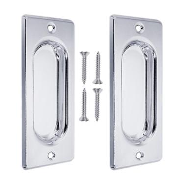 Imagem de Par Puxador Concha Lisa Embutir Correr União Mundial Cromada