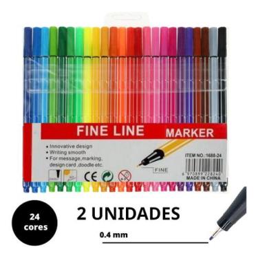 Imagem de 24 Canetas Coloridas Fineliner Ponta Fina 0.4mm - oem