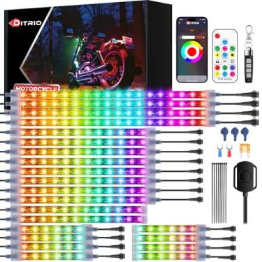 Imagem de Kit de iluminação LED de 22 peças com seta de freio, luzes RGB para motocicleta com controle remoto DITRIO APP/RF, zona dupla, efeitos Pixelglow à prova d'água de 12 V para motocicletas, carrinhos de
