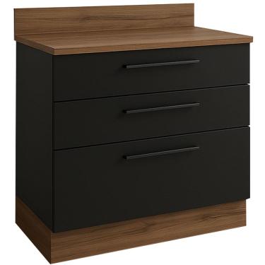 Imagem de Balcão Exclusive 80cm 3 Gavetas para Cozinha Itatiaia Cor Grafite